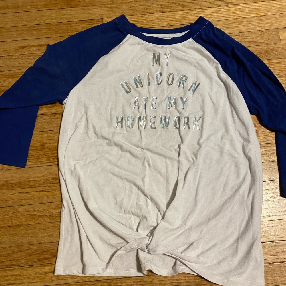 Art Class Unicorn Baseball T Shirt Size 10-12